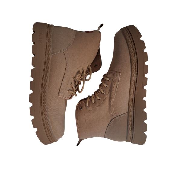 Levi's Hayley Tan Heavy Canvas Casual Lace Up Platform Ankle Boots Womens Size 9 - Picture 1 of 5